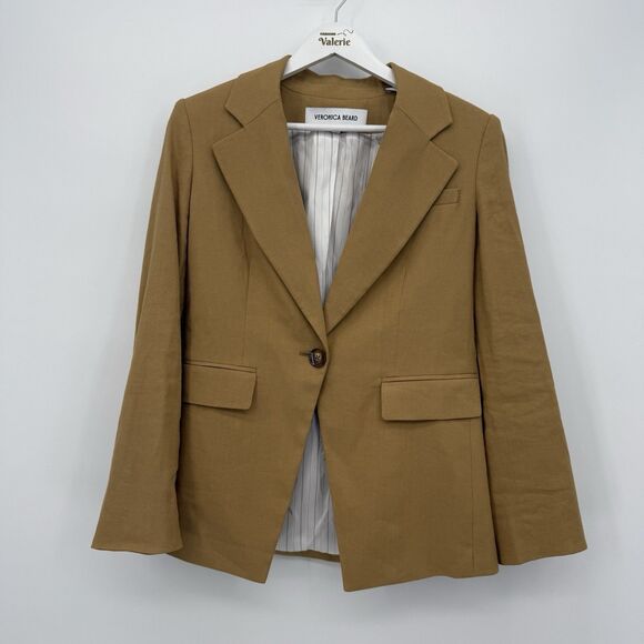 VERONICA BEARD Jackets & Blazers - Veronica Beard Hayward Linen Blend Blazer Dickey Jacket Khaki Size 2 Preppy